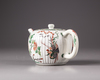 A Chinese famille verte moulded teapot and cover