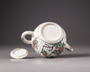 A Chinese famille verte moulded teapot and cover