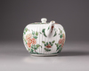 A Chinese famille verte moulded teapot and cover