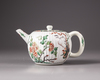 A Chinese famille verte moulded teapot and cover