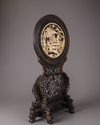 A CHINESE BONE-INLAID HARDWOOD TABLE SCREEN