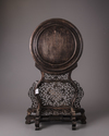 A CHINESE BONE-INLAID HARDWOOD TABLE SCREEN