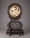 A CHINESE BONE-INLAID HARDWOOD TABLE SCREEN