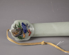 A Chinese hardstone-inlaid pale celadon jade ruyi sceptre