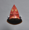 Red lacquered helmet in the shape of an eboshi-hat