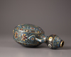 A Chinese cloisonne enamel turquoise-ground 'Eight Buddhist Emblems' moonflask