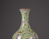 A green-ground famille-rose bottle vase
