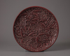 A Chinese cinnabar lacquer 'peony' dish