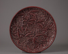 A Chinese cinnabar lacquer 'peony' dish