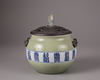 A Chinese celadon-ground blue and white jar