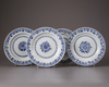 Four Chinese blue and white 'floral' plates