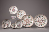 A group of ten Chinese famille rose cups and saucers