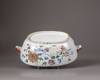 A Chinese famille rose tureen, cover, and stand