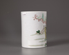 A Chinese famille verte brush pot, bitong