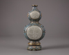 A Chinese white-jade plaque-inlaid cloisonne enamel double gourd vase
