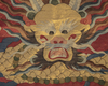 A Chinese red-ground kesi 'dragon' panel