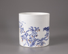 A Chinese blue and white and underglaze red brush pot, bitong