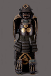 A full size armor 'yoroi' with original bamboo woven box