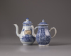 Two Chinese blue and white teapots and covers