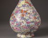 A Chinese famille rose millefleurs pear-shaped vase, yuhuchunping