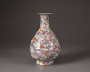 A Chinese famille rose millefleurs pear-shaped vase, yuhuchunping