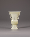 A CHINESE BOWENITE FLATTENED GU VASE, 19TH CENTURY