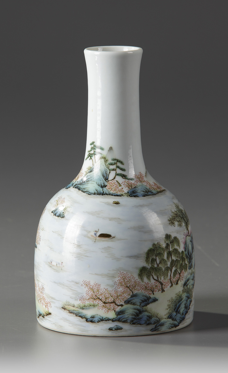 A Chinese famille rose 'landscape' mallet vase