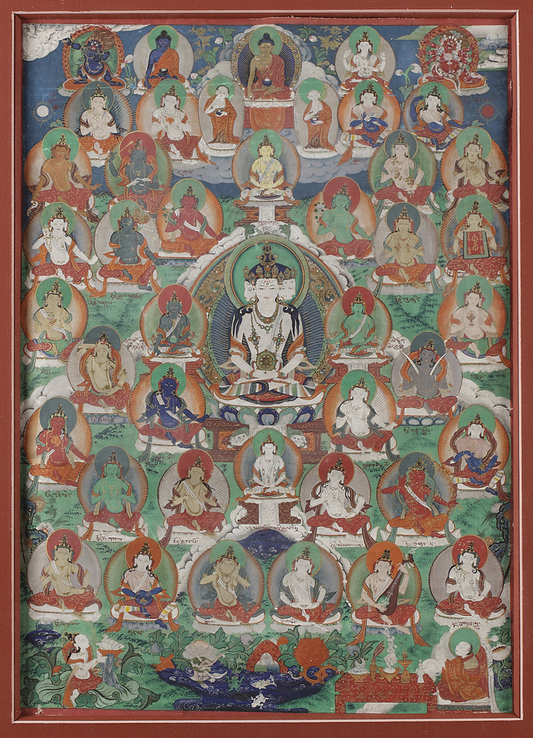 A Mongolian thangkha depicting the Mandala of Vairocana