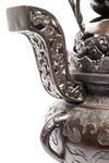 Large round three piece Chinese style bronze incense burner (koro)