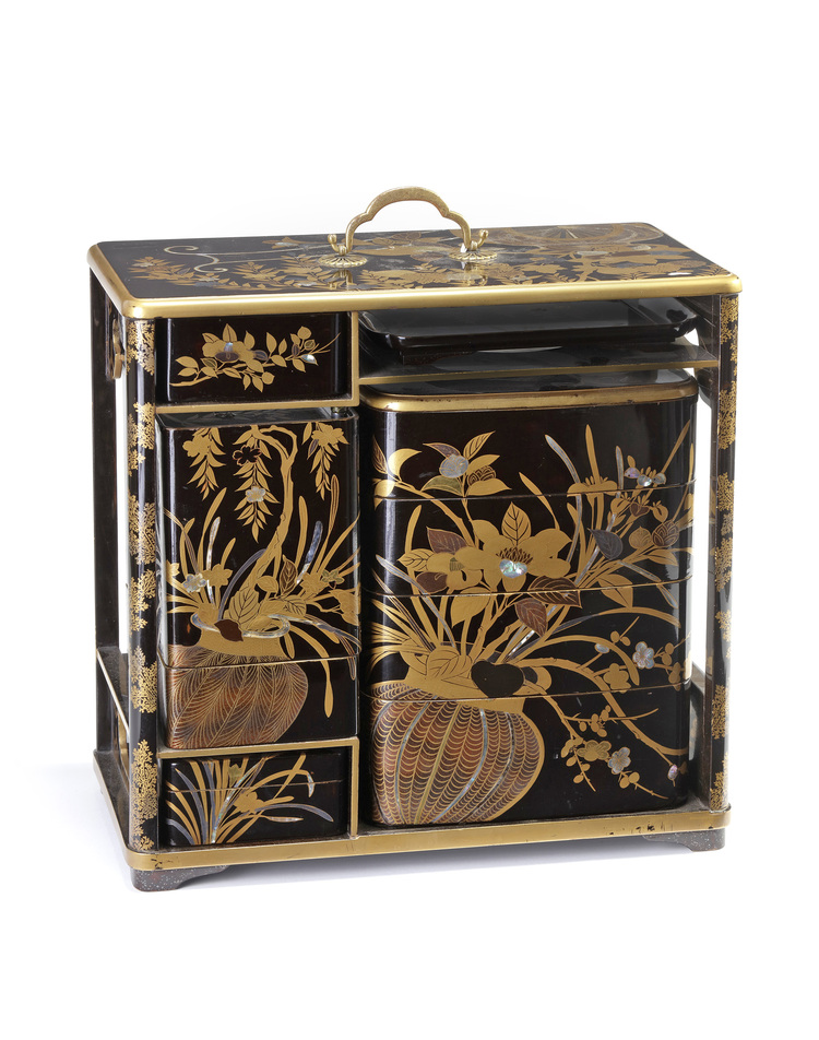Exceptional and important black lacquered picnic-set (hanami bento)