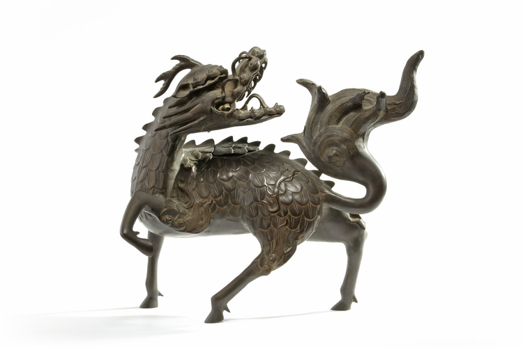 A Japanese bronze figure of a Kirin