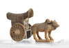 A Chinese terracotta model of an ox and cart