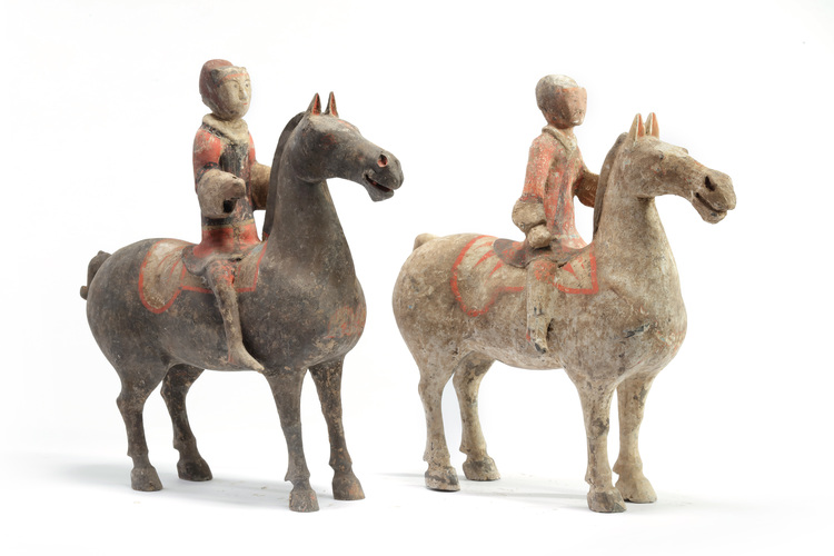 Two Chinese pottery equestrians