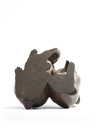A Japanese wooden carving of two rabbits