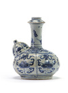 A Chinese blue and white moulded ‘Kraak porselein’ kendi