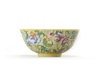A Chinese yellow-ground famille-rose bowl