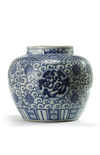 A Chinese blue and white 'shou' character jar