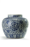 A Chinese blue and white 'shou' character jar