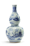 A Chinese blue and white double-gourd vase