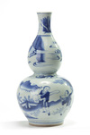 A Chinese blue and white double-gourd vase