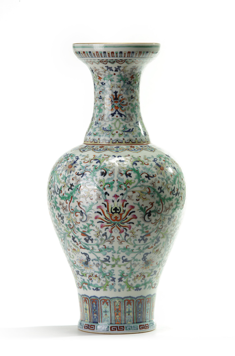 A Chinese doucai 'lotus scroll' vase