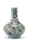 A Chinese doucai 'bats and clouds' bottle vase