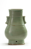 A Chinese celadon-glazed twin-handled hu vase