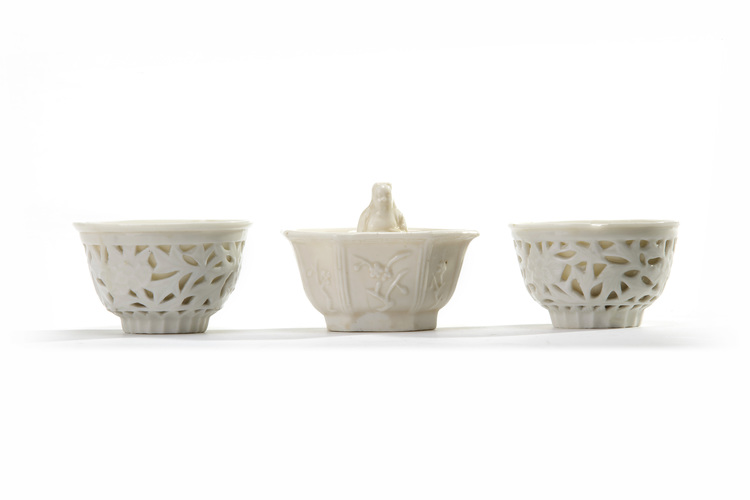 Three Chinese Dehua white-glazed cups