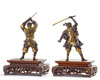 Two Japanese bronze figures of a samurai