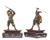 Two Japanese bronze figures of a samurai