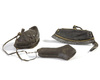 A MONGOLIAN LEATHER FLINT POCKET, A GILT METAL-DECORATED LEATHER WALLET AND NEEDLE CASE, 19TH-20TH CENTURY