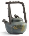 A MASSIVE CHINESE GREEN CLAY TEAPOT, 19TH-20TH CENTURY