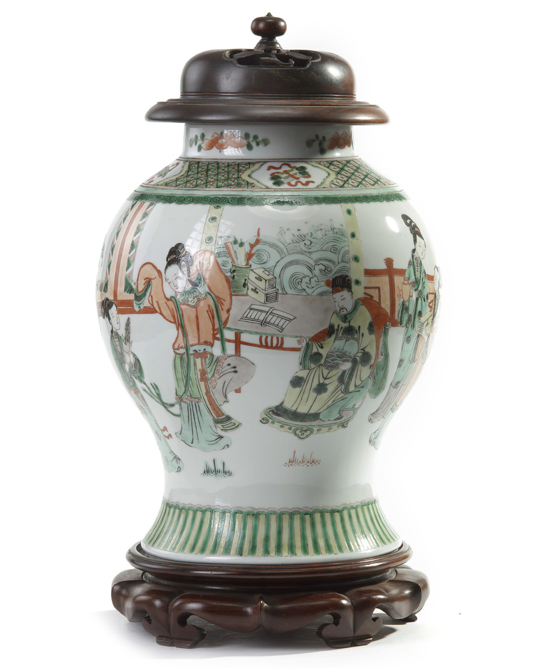 A Chinese famille verte baluster vase