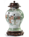 A Chinese famille verte baluster vase